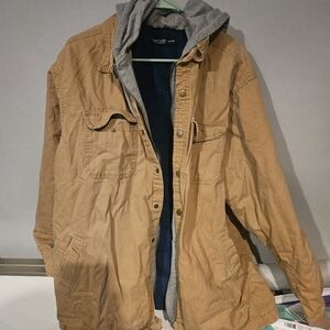 Faded Glory Tan Military Field Jacket with Gray Hood